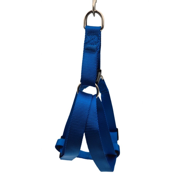 Ham textil ajustabil pentru caini talie medie-mare, Petro, Albastru, L: 50-70 cm, latime 2.5 cm, ajustabil si confortabil