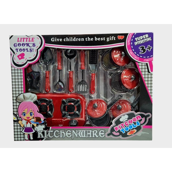 Set accesorii bucatarie din plastic 15 piese ustensile, aragaz