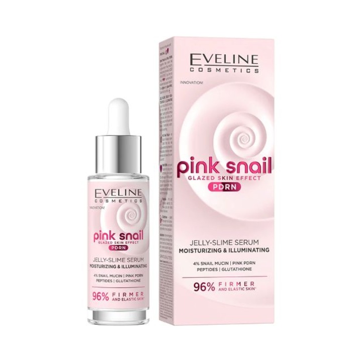 Ser hidratant si iluminator Eveline Pink Snail, 30 ml, hidratant, energizant