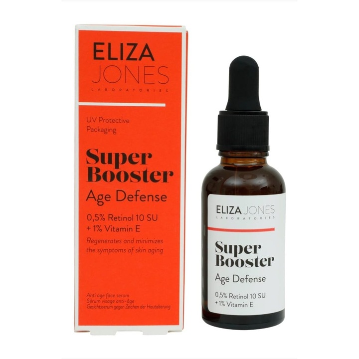 Ser ELIZA JONES, Super Booster, 0.5% Retinol + 1% Vitamina E, 30 ml, Antirid, Regenerare