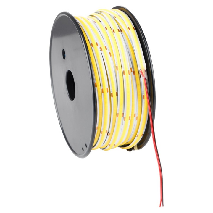 Banda LED COB 8mm, 24V, 320LED/m, lumina calda, 10W/m, IP20, la metru