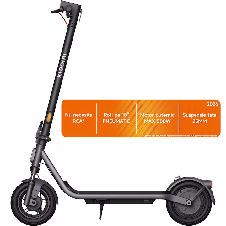 Trotineta electrica Xiaomi Electric Scooter 6 Lite, putere motor 300W, autonomie max. 25km, viteza maxima 25 Km/h, Greutate Max. 100kg, Roti 10"", Culoare Negru