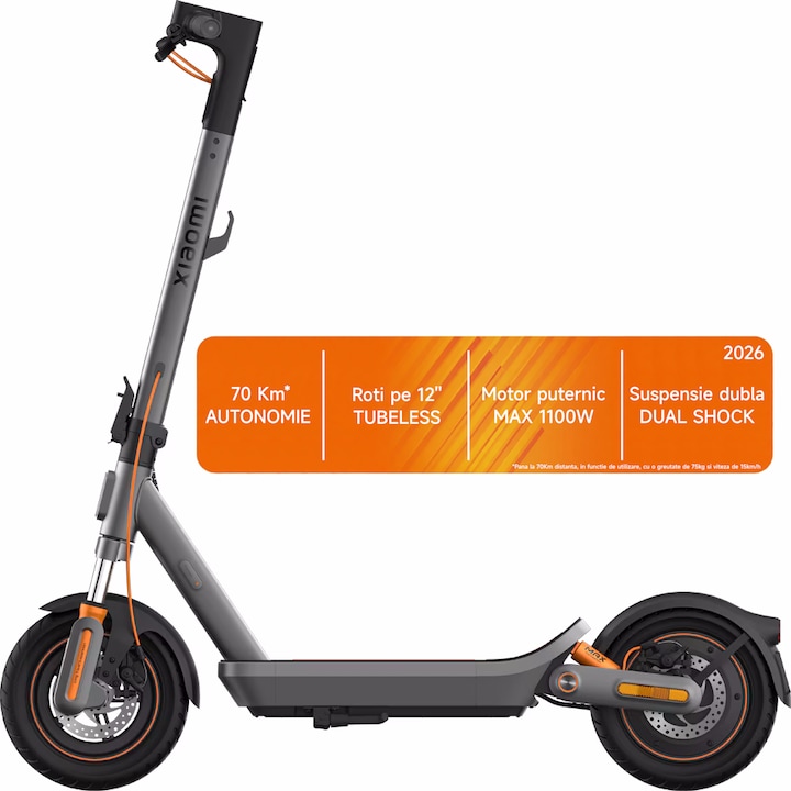 Trotineta electrica Xiaomi Electric Scooter 6 Max, putere motor 450W, autonomie max. 70km, viteza maxima 25 Km/h, Greutate Max. 130kg, Roti 12"", Culoare Negru