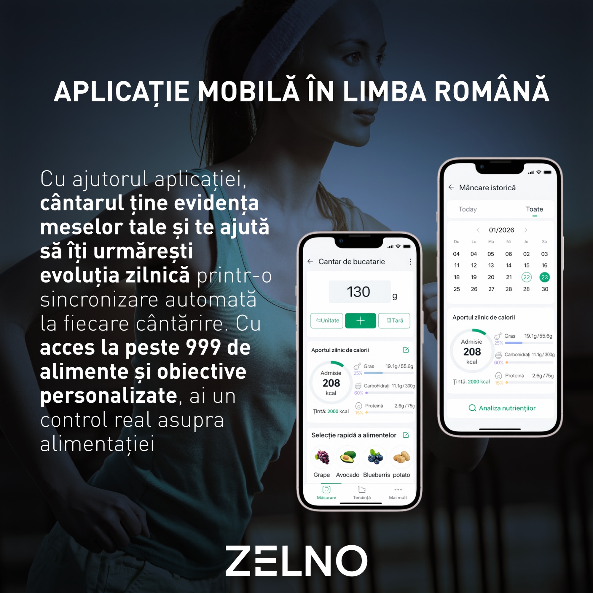 Ios 999 Cantar de bucatarie inteligent digital ZELNO®, ecran color, aplicatie ...