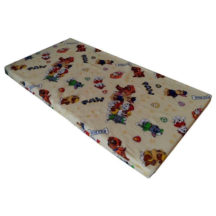 Saltea pentru pat copii, 140x70x6 cm, spuma poliuretanica, husa lavabila, multicolor