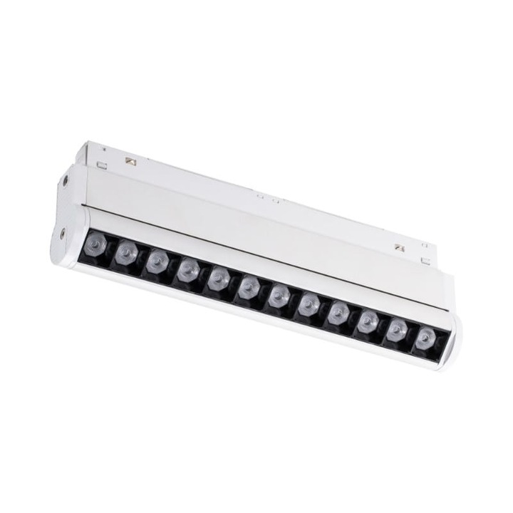 Spot Led Liniar Tip Grila Reglabil 180° pentru Sina Magnetica 12W 960lm 4000K 48V 23, 2 x 7, 5 x 3, 4cm ALB M-LINE