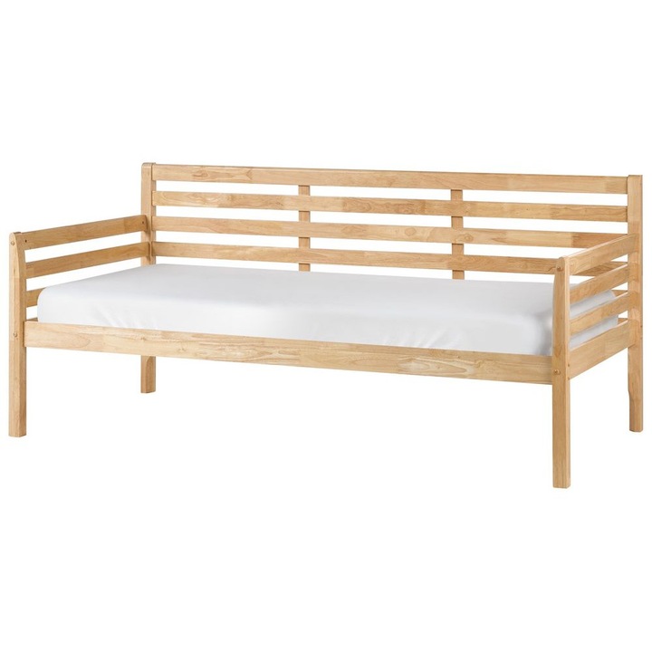 Pat de zi Lemn Theza 90 x 200 cm, Lemn masiv, Maro natural