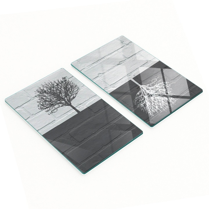 Set 2 Placi Decorative Tulup, Sticla Temperata, 2x30x52 cm, Antiderapante, Rezistente la Temperatura