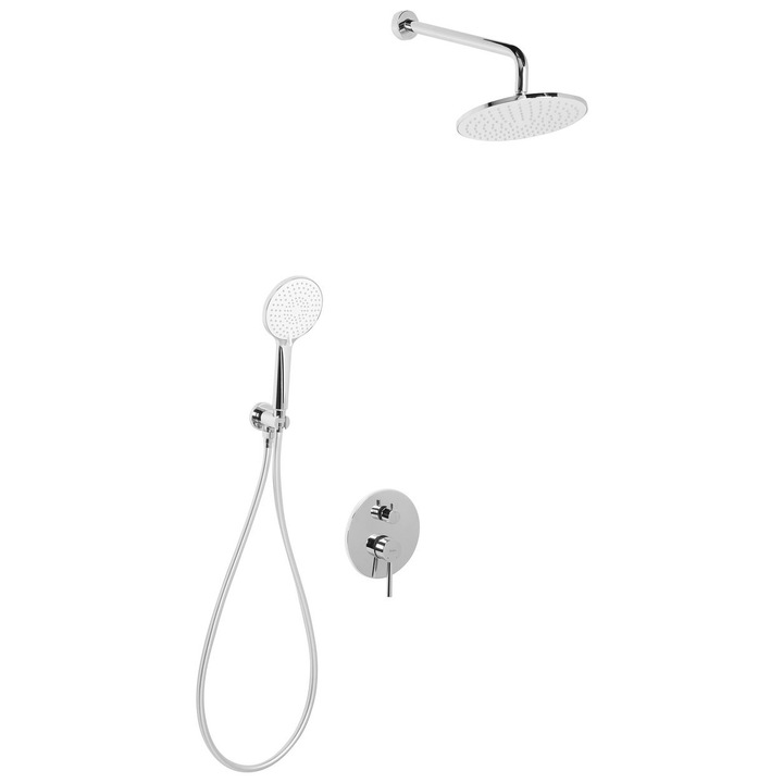 Sistem de dus incastrat cu efect de ploaie Puelo Argintiu