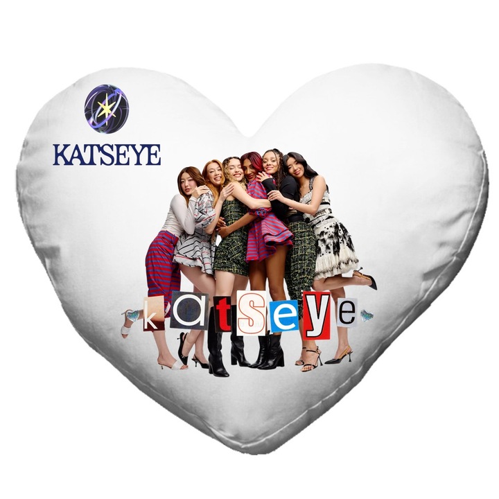 Perna personalizata katseye trupa pop, Poliester, Alb, inima
