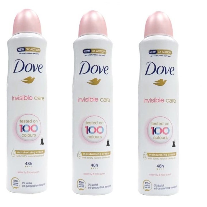 Pachet 3 x Deodorant spray Dove Invisible Care, 250 ml