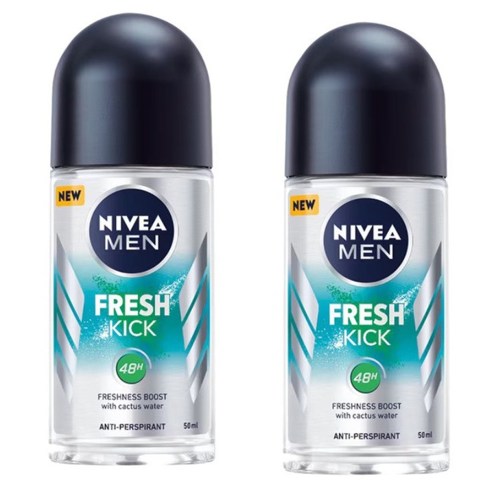 Pachet 2 x Deodorant roll-on Nivea Men Fresh Kick, 50ml