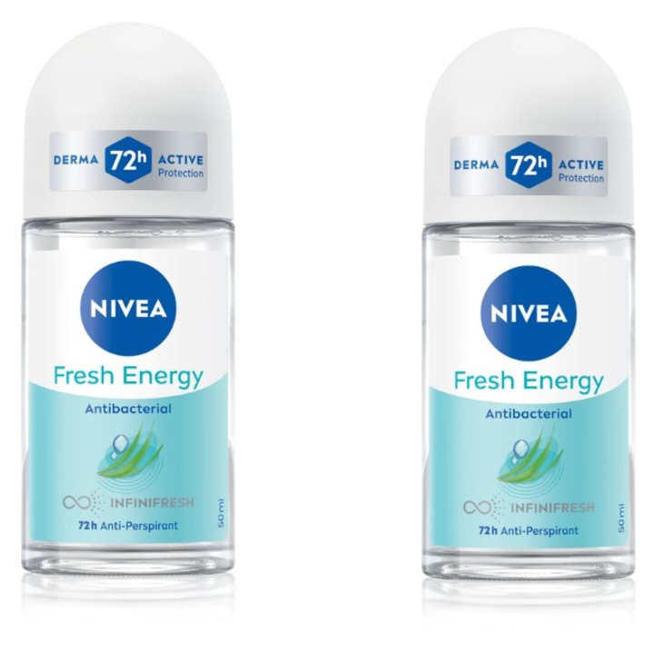 Pachet 2 x Deodorant roll-on NIVEA Fresh Energy pentru femei, 50 ml