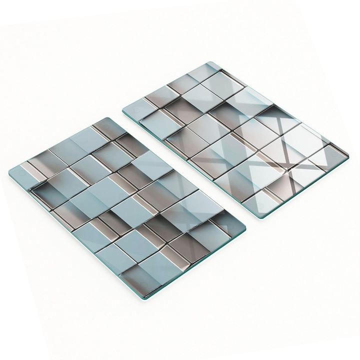 Set 2 Placi Decorative Tulup, Sticla Temperata, 2x30x52cm, Antiderapante, Rezistente la Temperatura