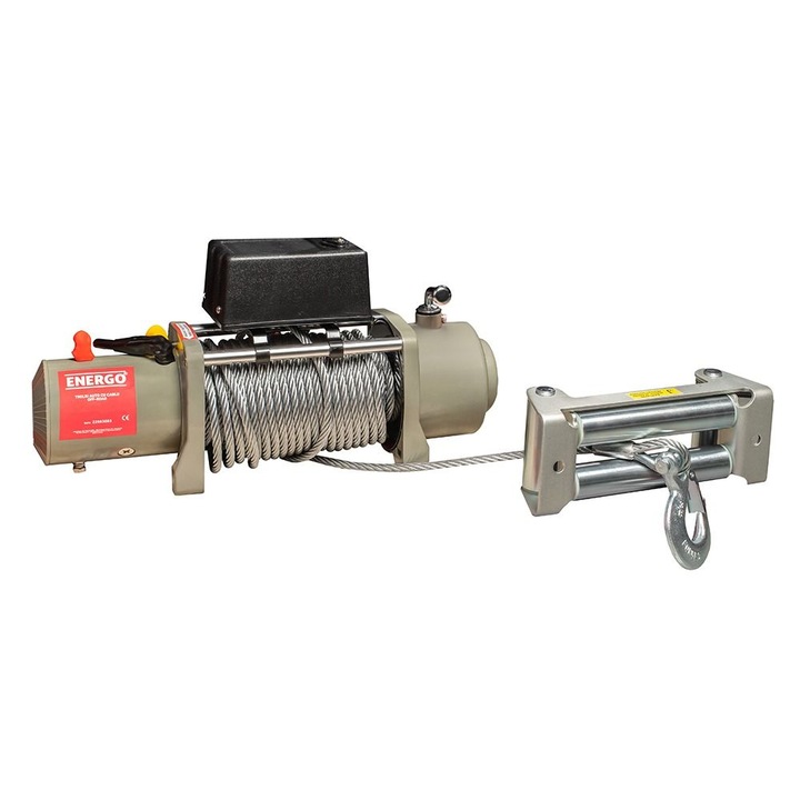 Troliu auto OFF-ROAD sarcina lucru 2.7 tone cu cablu D-7.2mm L-20m carlig si siguranta 12V Energo