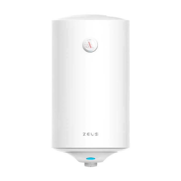 Boiler electric Zeus Classic 30L, 1500W, montaj vertical, rezervor emailat, termostat capilar, IPX4, clasa C, alb