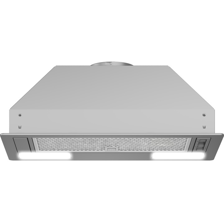 Hota incorporabila Beko HNU51310SE, Putere absorbtie 370 m3/h, Control mecanic, iluminare LED, 53 cm, Silver