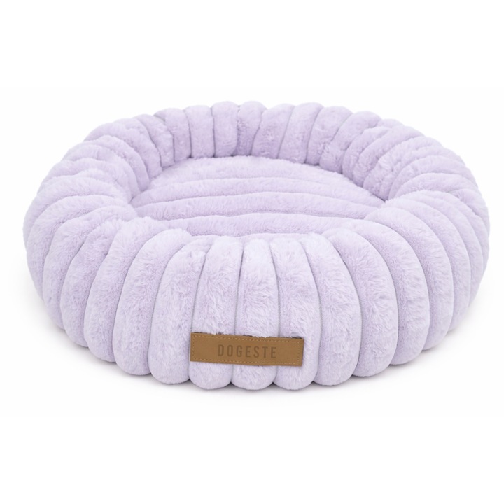 Pat caini Dogeste Donut 50 cm, rotund, talie mare, antiderapant, lavabil, culoare mov