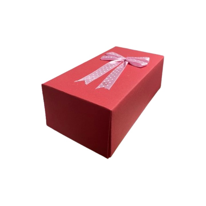 Cutie pentru cadou - Nicas - Carton rosu cu fundita diverse culori - 16x5, 5x8 cm - tip L16