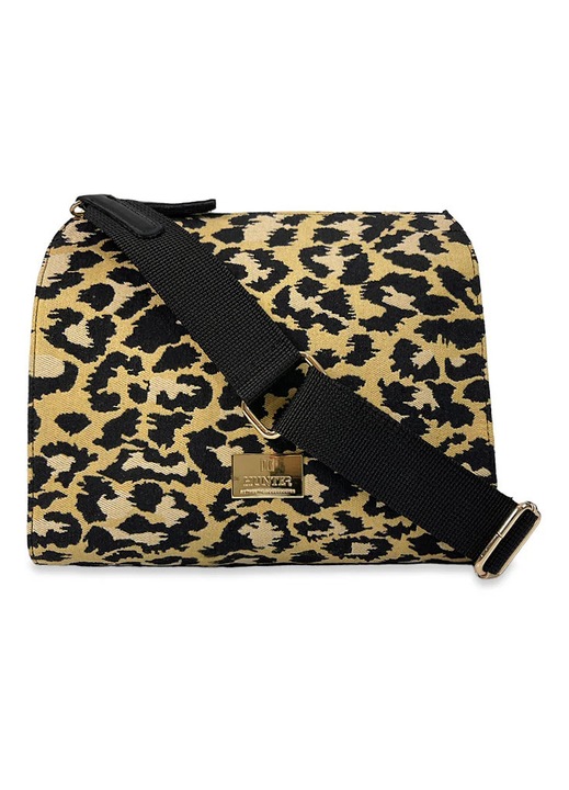 Geanta dama Hunter boxy leopard galben/negru, dimensiuni 2x1x1m