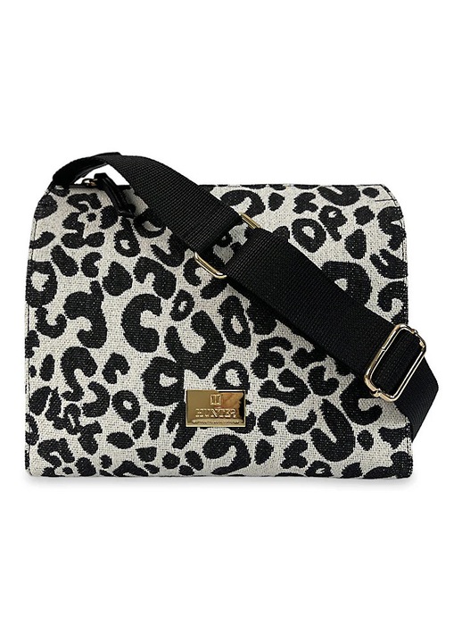 Geanta dama Hunter boxy leopard alb, galben, dimensiuni 2x1x1cm
