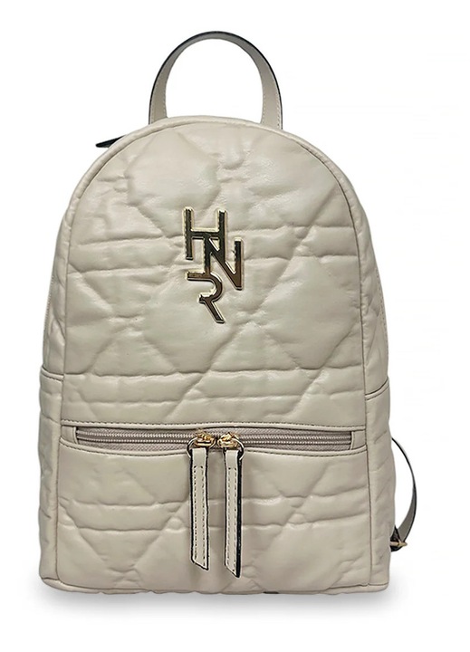 Rucsac fashion dama Hunter, model Carrie, negru, latte, caramel, salmon, 30x45cm, set cu 1 compartiment esoteric si 1 compartiment exterior