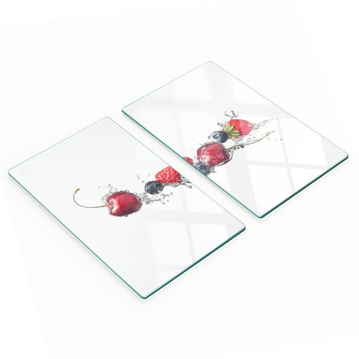 Placi decorative, Tulup, set 2 deski de sticla, 2x30x52cm, antiderapante, multicolor