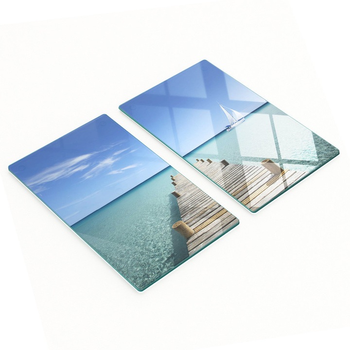 Tocatoare de bucatarie, Tulup, set 2 bucati, sticla, 2x30x52cm, antiderapante, rezistente la temperaturi ridicate