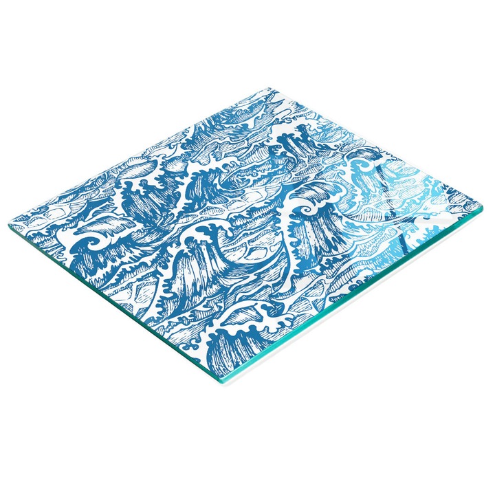 Platou de bucatarie, Tulup, sticla, 60x52cm, antiderapant, rezistent la temperaturi ridicate