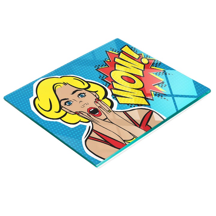 Platou de bucatarie, Tulup, sticla, 60x52cm, antiderapant, rezistent la temperaturi ridicate