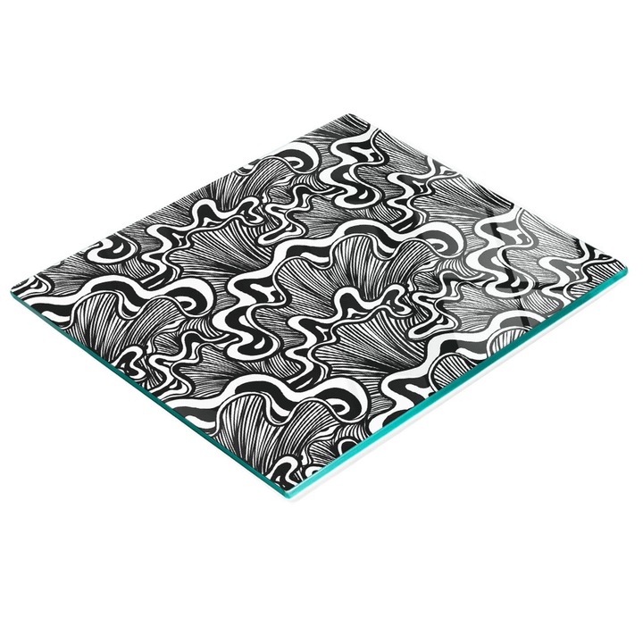 Konyhai vágódeszka, Tulup, üveg, 60x52cm, csúszásgátló, magas hőmérsékletnek ellenálló
