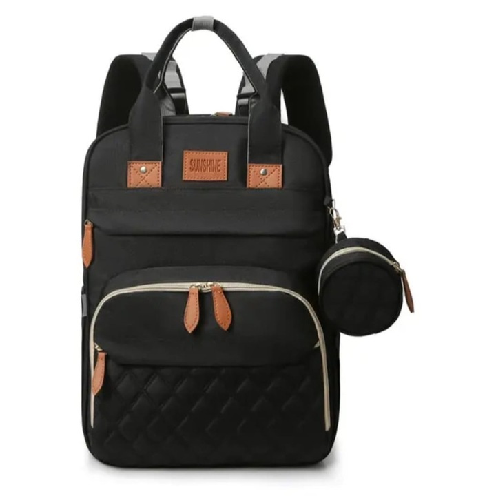 Geanta pentru Bebe, Mamici si Tatici, Model Extensibil cu Patut Pliabil, Impermeabil, Port USB si 13 Compartimente Organizatoare, Multifunctional 3-in-1, Geanta Maternitate