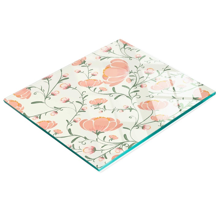 Konyhai vágódeszka, Tulup, üveg, 60x52cm, csúszásmentes, magas hőmérsékletnek ellenálló