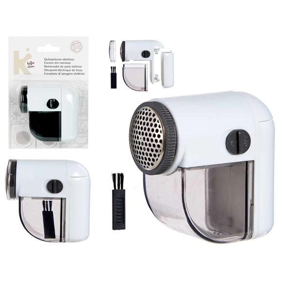 Aparat electric pentru indepartat scame, compact, 2xAA, recipient colectare transparent, alb