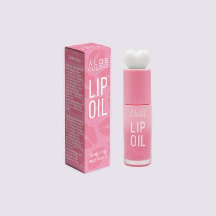 Luciu de buze Candy Drop, ALOE+COLORS, roz, 10ml, cu ulei de jojoba si acid hialuronic