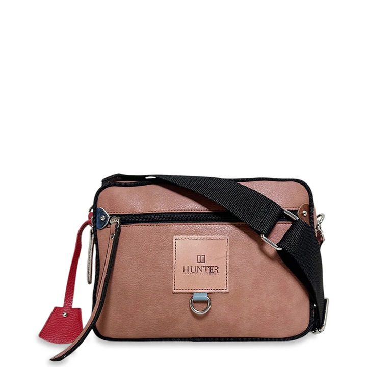 Geanta dama Hunter, model boxy Safari, culoare somon, dimensiuni 1x1x1cm, set cu 2 compartimente.