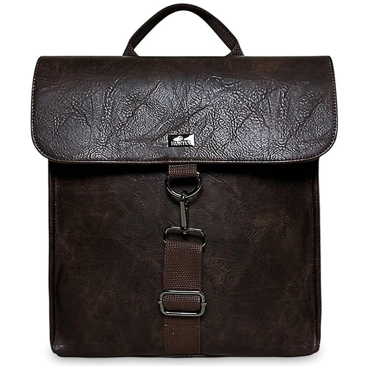 Rucsac Hunter, detalii metalice, maro