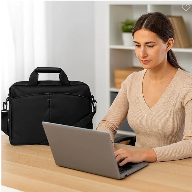 Geanta pentru Laptop, Casual, WaterProof, Bareta de umar, Design Slim, 15.6" Neagra