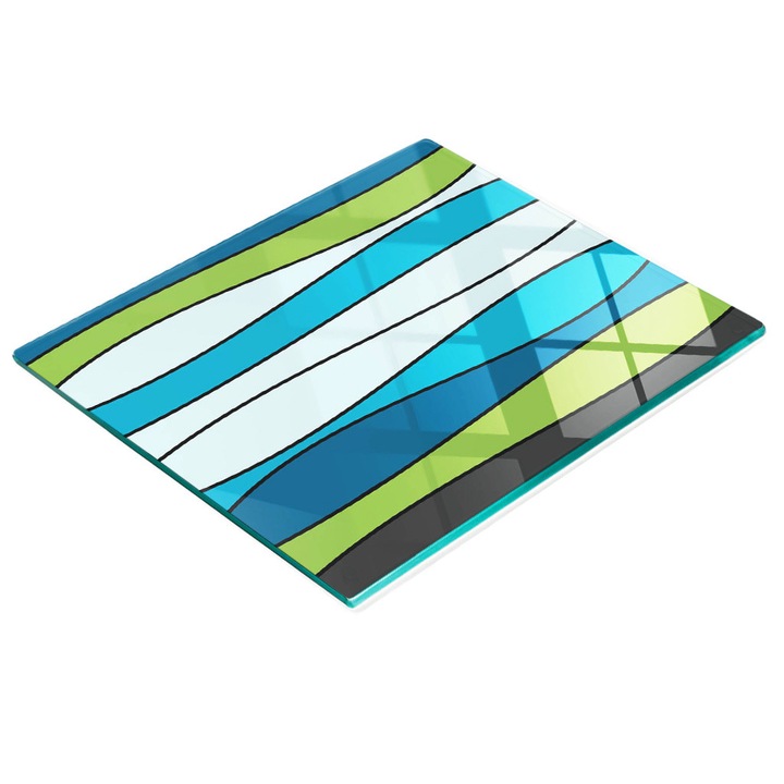 Tocator de bucatarie din sticla, Tulup, 60x52cm, antiderapanta, rezistenta la temperaturi ridicate