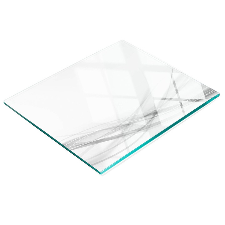 Dekorációs tábla, Tulup, fal/konyhapult védelem, üveg, 60x52cm, csúszásmentes, magas hőmérsékletnek ellenálló, absztrakt hullám minta