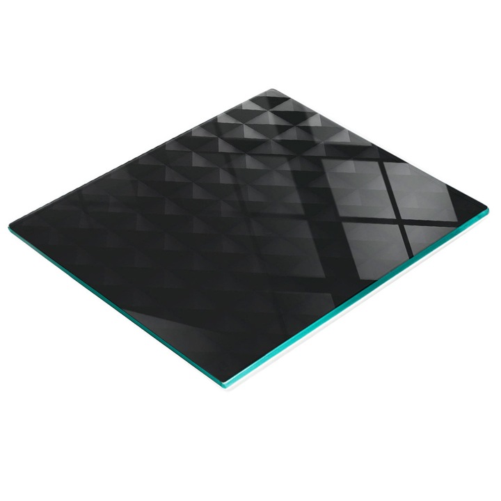 Dekoratív tábla, Tulup, fal/konyhapult védelem, üveg, 60x52cm, csúszásmentes, magas hőmérsékletnek ellenálló, absztrakt minta, fekete