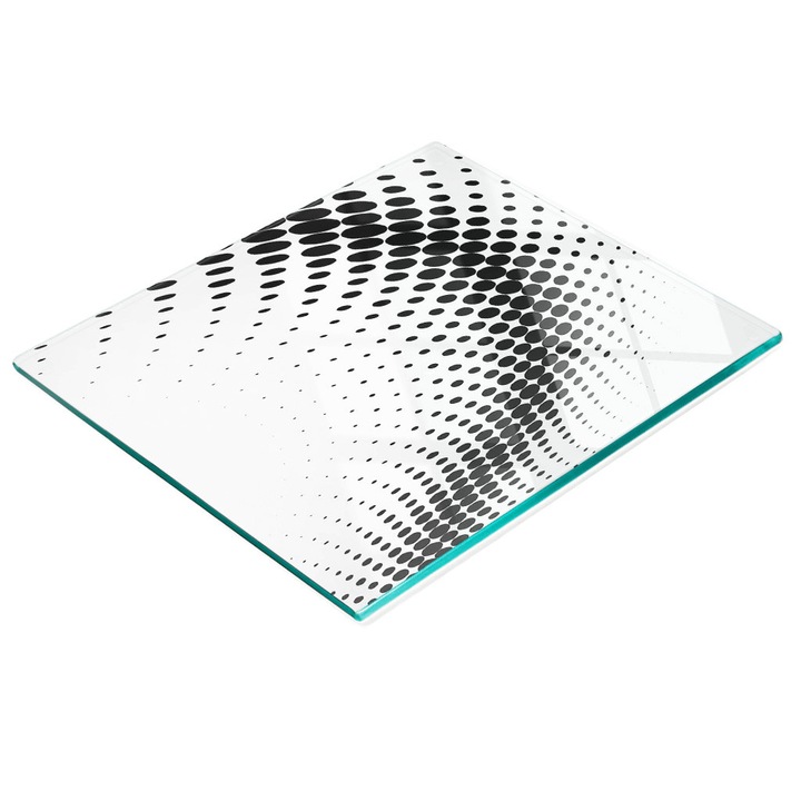 Dekoratív tábla, Tulup, fal-/konyhapult védelem, üveg, 60x52cm, csúszásmentes, magas hőmérsékletnek ellenálló, geometrikus figurák mintával