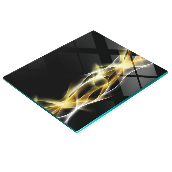 Dekoratív tábla, Tulup, fal-/konyhapult védelem, üveg, 60x52cm, csúszásgátló, magas hőmérsékletnek ellenálló, absztrakt minta, fényhullám