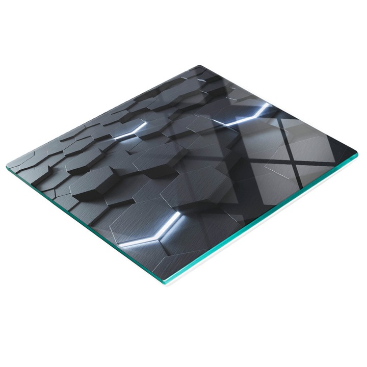 Dekoratív tábla, Tulup, fal-/konyhapult védelem, üveg, 60x52cm, csúszásgátló, magas hőmérsékletnek ellenálló, absztrakt minta