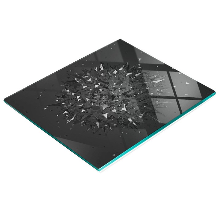 Dekoratív tábla, Tulup, fal-/konyhapult védelem, üveg, 60x52cm, csúszásmentes, magas hőmérsékletnek ellenálló, fekete