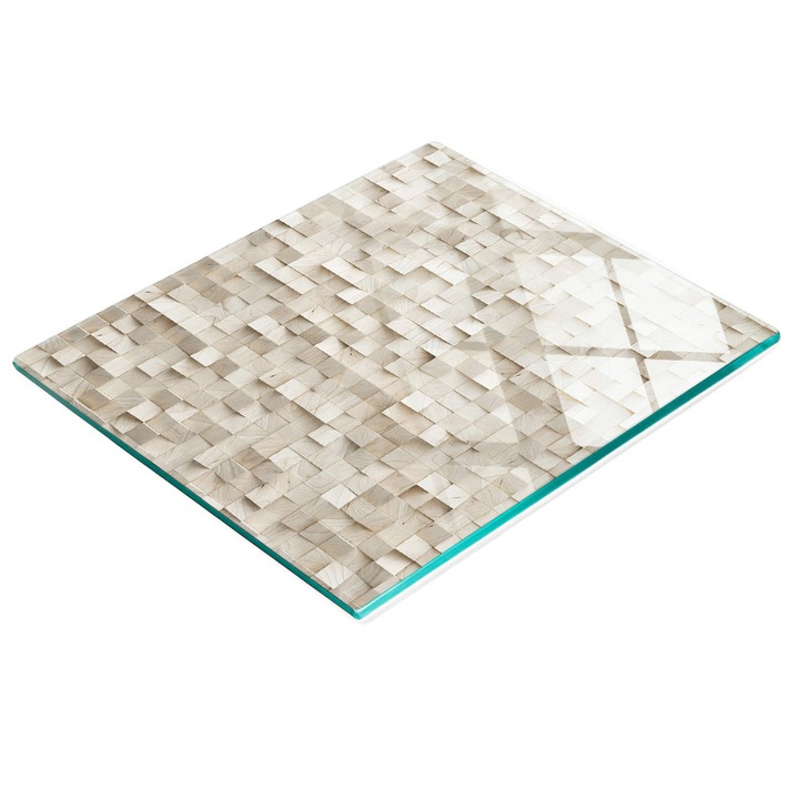 Dekoratív tábla, Tulup, fal/konyhapult védelem, üveg, 60x52cm, csúszásmentes, magas hőmérsékletnek ellenálló, fa mintázat