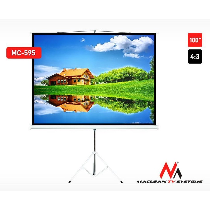 Ecran proiectie Maclean MC-595 100" 4:3 200x150cm pe suport