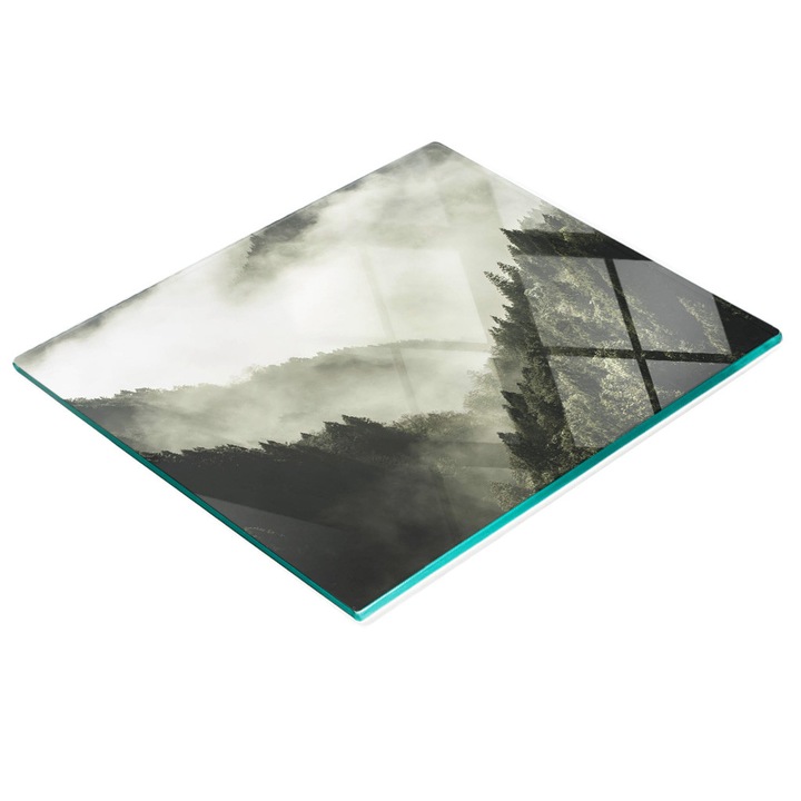 Tocator de bucatarie Tulup, sticla securizata, 60x52cm, antiderapant, rezistent la temperaturi ridicate