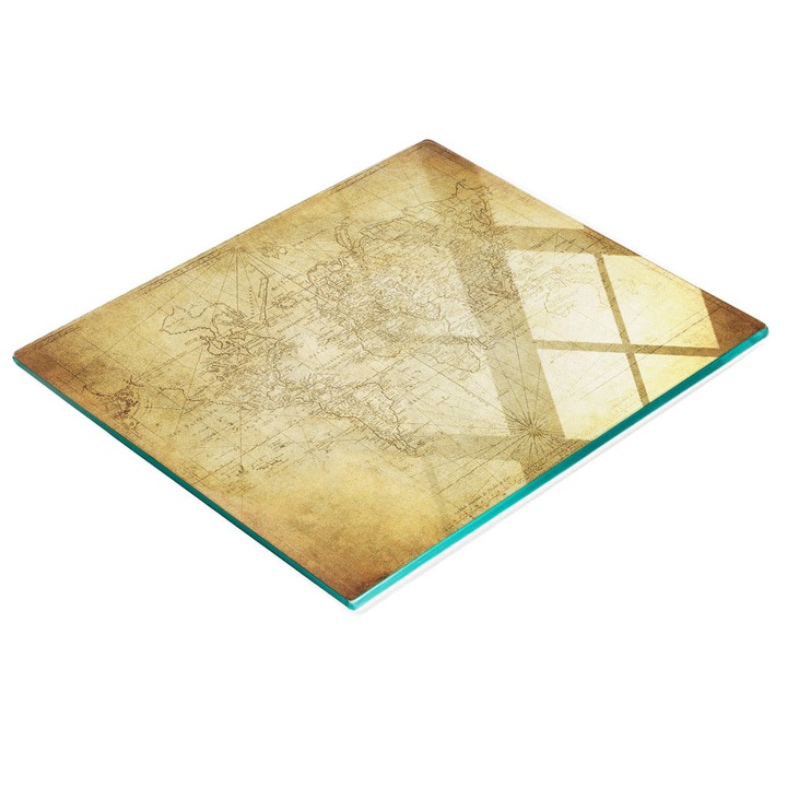 Placa decorativa, Tulup, deska de bucatarie din sticla, 60x52cm, antiderapanta, rezistenta la temperaturi ridicate