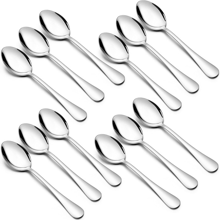 Set 12 Linguri Cafea Joyfair, Inox, 15 cm, Design Modern, Lavabile